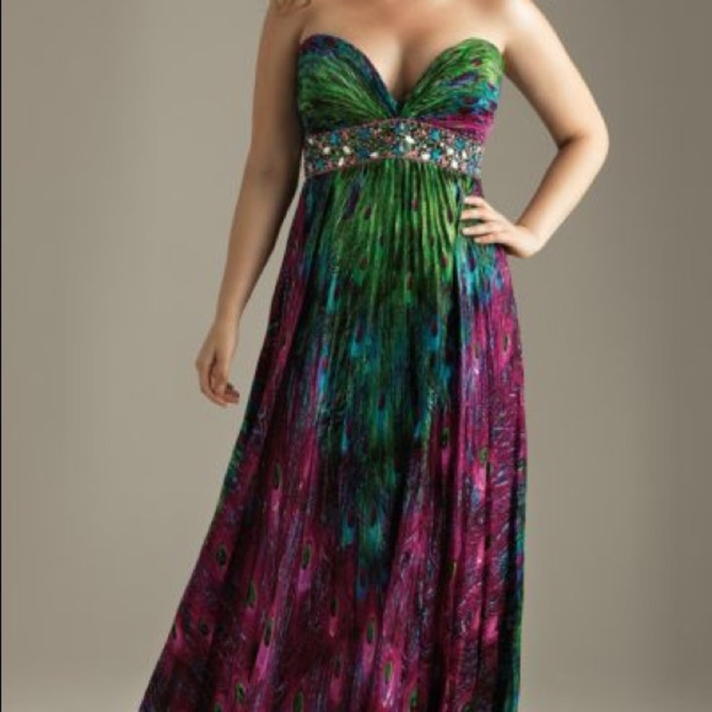 SIZE 26 Night Moves Peacock Prom Dress